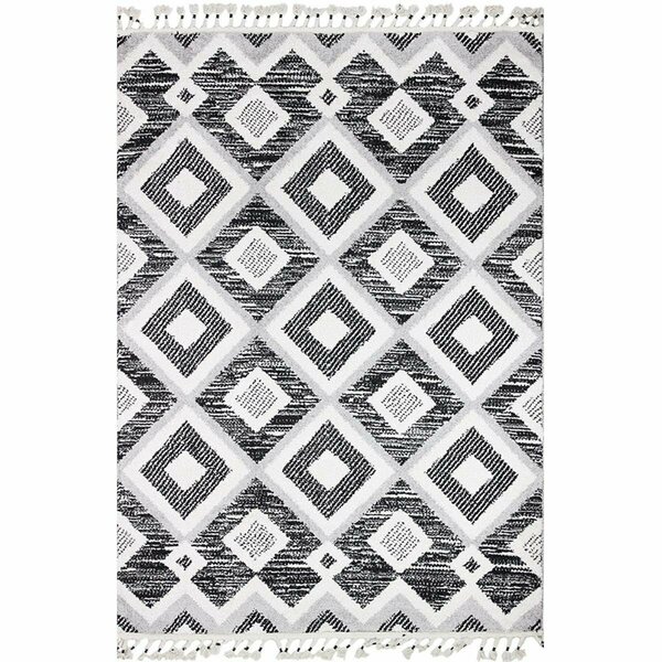 Bashian 7 ft. 6 in. x 9 ft. 6 in. Navajo Collection Polyester & Polypropylene Pwr Loom Area Rug Blk/Ivry N114-BKIV-76X96-NAV105